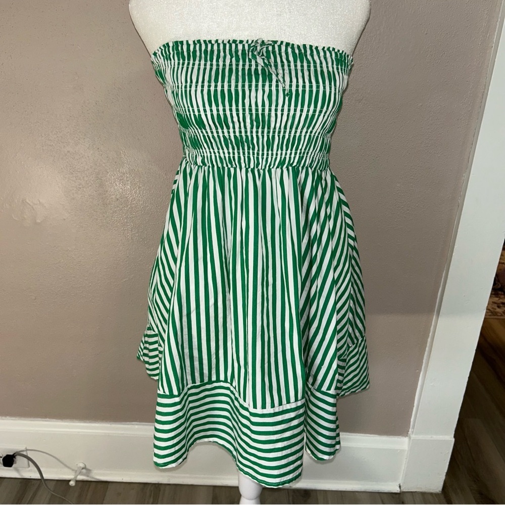 Altar'd State Green and White Striped Midi Dress